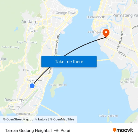 Taman Gedung Heights I to Perai map