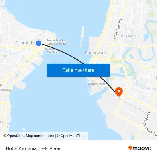 Hotel Armenian to Perai map