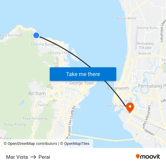 Mar Vista to Perai map