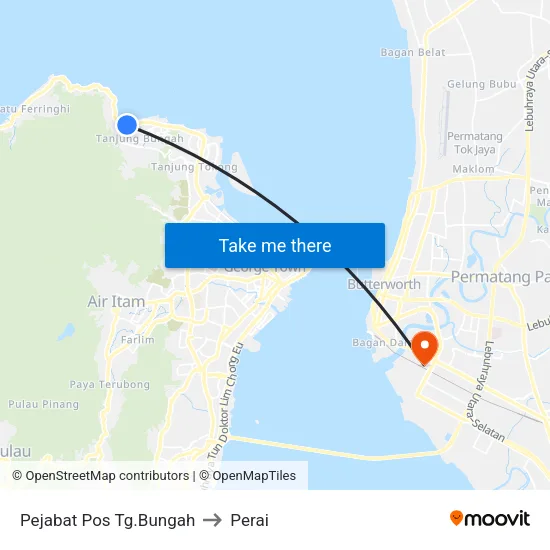 Pejabat Pos Tg.Bungah to Perai map