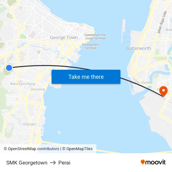SMK Georgetown to Perai map