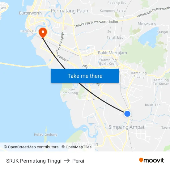 SRJK Permatang Tinggi to Perai map