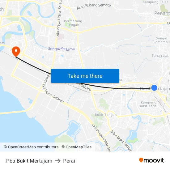 Pba Bukit Mertajam to Perai map