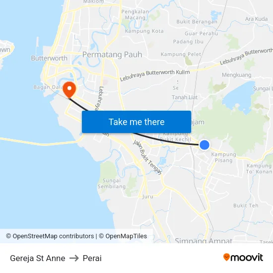 Gereja St Anne to Perai map
