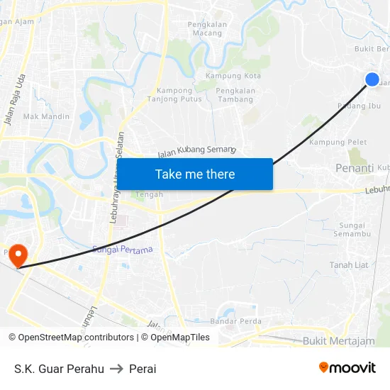 S.K. Guar Perahu to Perai map