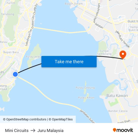 Mini Circuits to Juru Malaysia map