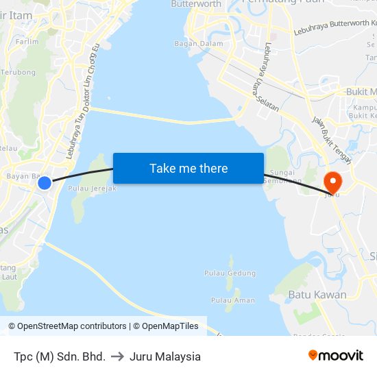 Tpc (M) Sdn. Bhd. to Juru Malaysia map