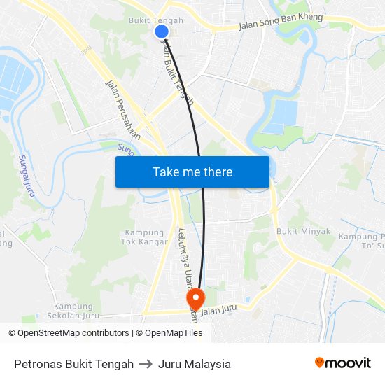 Petronas Bukit Tengah to Juru Malaysia map