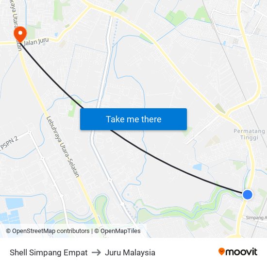 Shell Simpang Empat to Juru Malaysia map