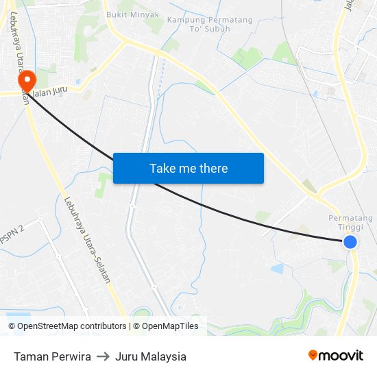 Taman Perwira to Juru Malaysia map