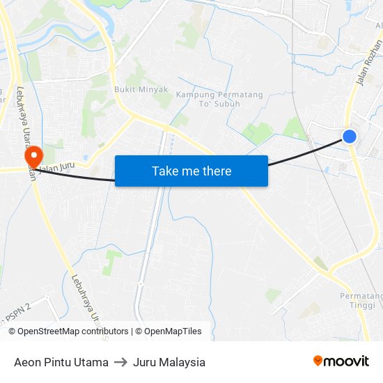 Aeon Pintu Utama to Juru Malaysia map