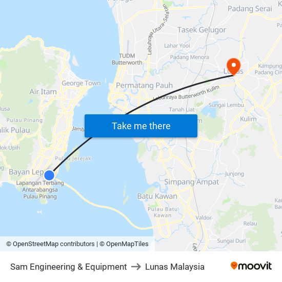 Sam Engineering & Equipment to Lunas Malaysia map