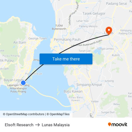 Elsoft Research to Lunas Malaysia map