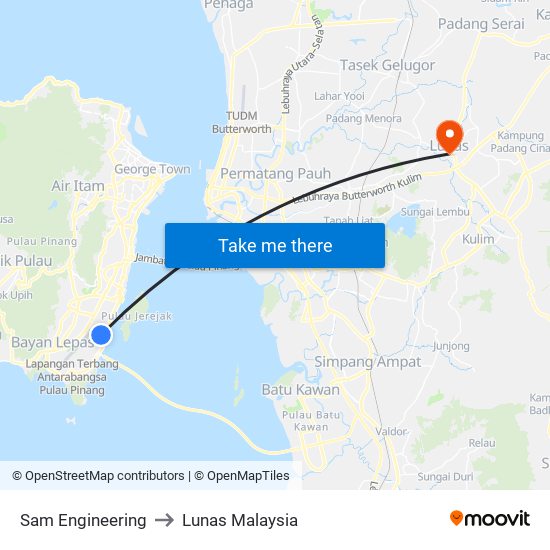 Sam Engineering to Lunas Malaysia map