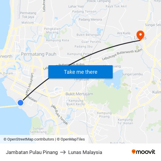 Jambatan Pulau Pinang to Lunas Malaysia map