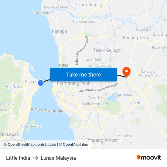 Little India to Lunas Malaysia map
