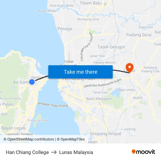 Han Chiang College to Lunas Malaysia map