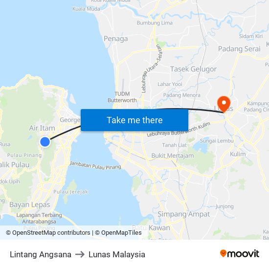 Lintang Angsana to Lunas Malaysia map