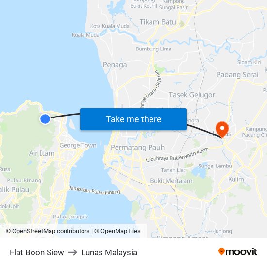 Flat Boon Siew to Lunas Malaysia map