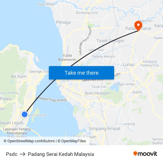 Psdc to Padang Serai Kedah Malaysia map