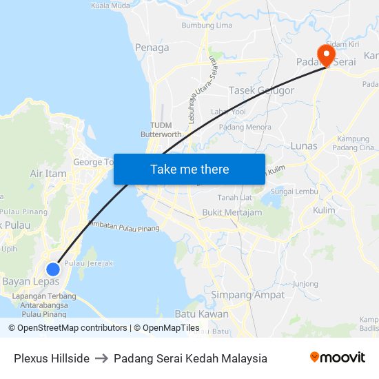 Plexus Hillside to Padang Serai Kedah Malaysia map