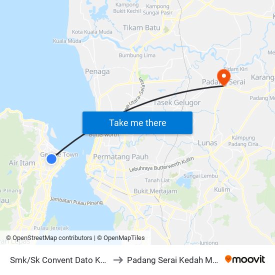 Smk/Sk Convent Dato Keramat to Padang Serai Kedah Malaysia map