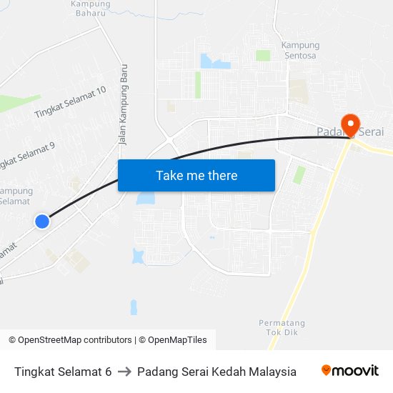 Tingkat Selamat 6 to Padang Serai Kedah Malaysia map