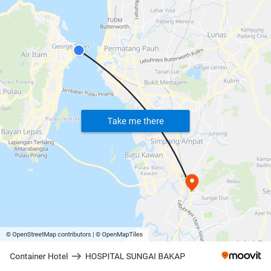 Container Hotel to HOSPITAL SUNGAI BAKAP map