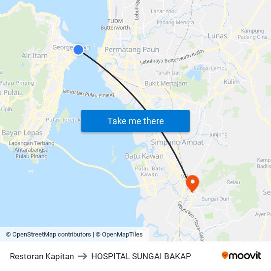 Restoran Kapitan to HOSPITAL SUNGAI BAKAP map