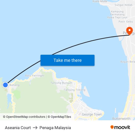 Aseania Court to Penaga Malaysia map