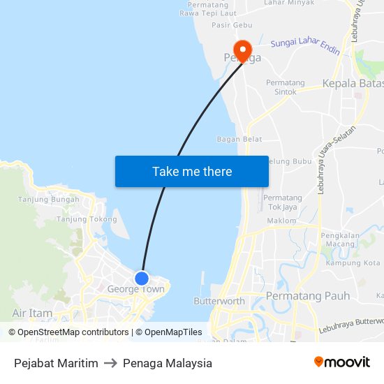 Pejabat Maritim to Penaga Malaysia map
