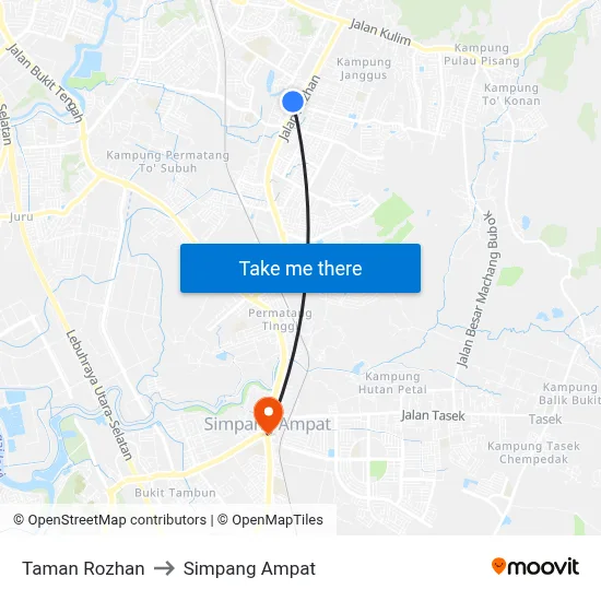 Taman Rozhan to Simpang Ampat map