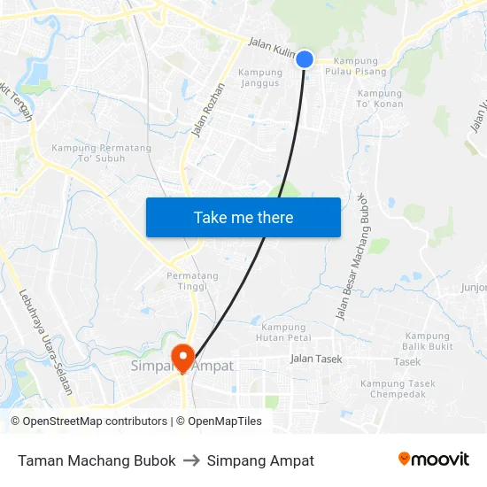 Taman Machang Bubok to Simpang Ampat map