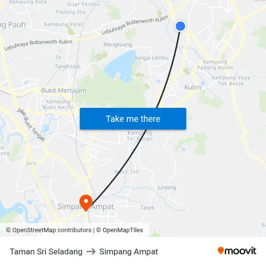 Taman Sri Seladang to Simpang Ampat map