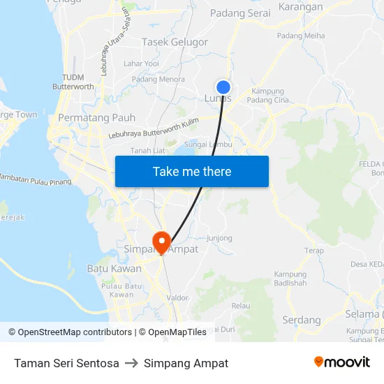 Taman Seri Sentosa to Simpang Ampat map