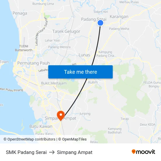 SMK Padang Serai to Simpang Ampat map