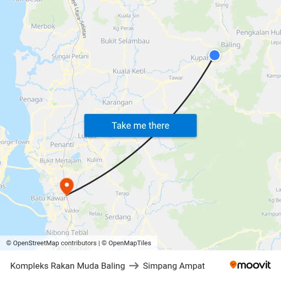 Kompleks Rakan Muda Baling to Simpang Ampat map