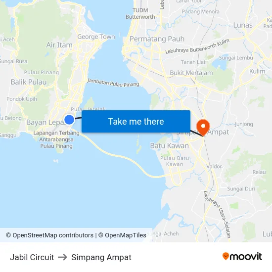 Jabil Circuit to Simpang Ampat map