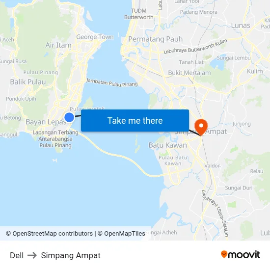 Dell to Simpang Ampat map