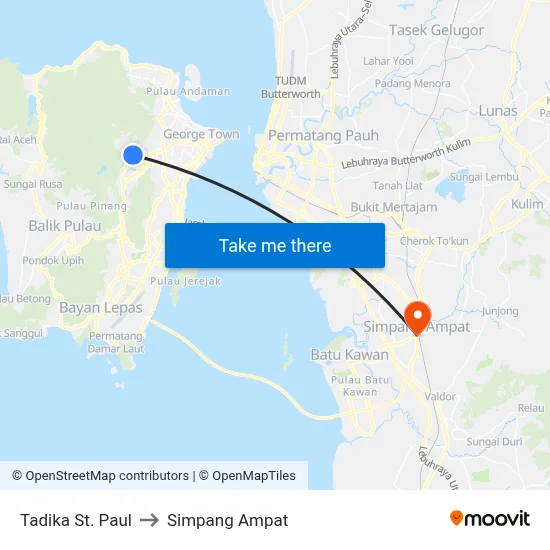 Tadika St. Paul to Simpang Ampat map