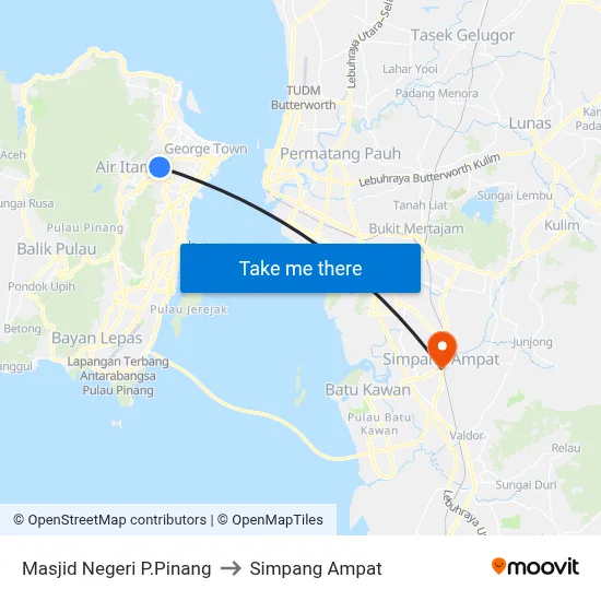 Masjid Negeri P.Pinang to Simpang Ampat map