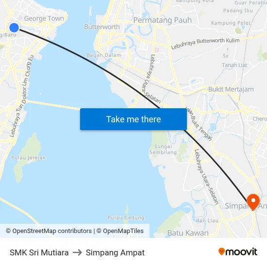 SMK Sri Mutiara to Simpang Ampat map