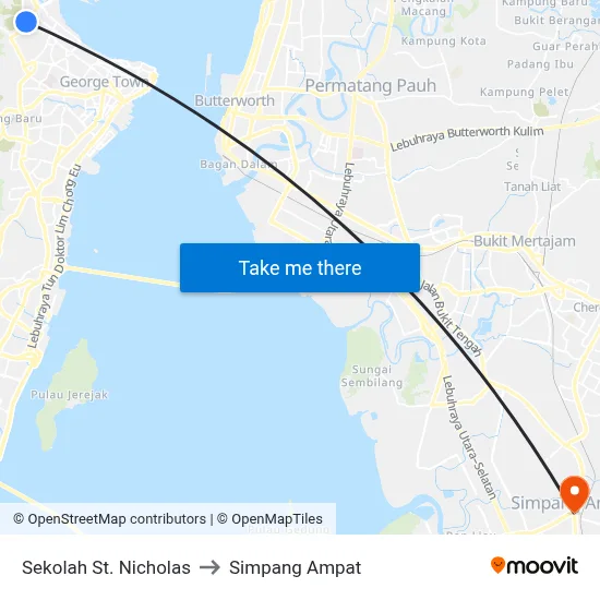 Sekolah St. Nicholas to Simpang Ampat map