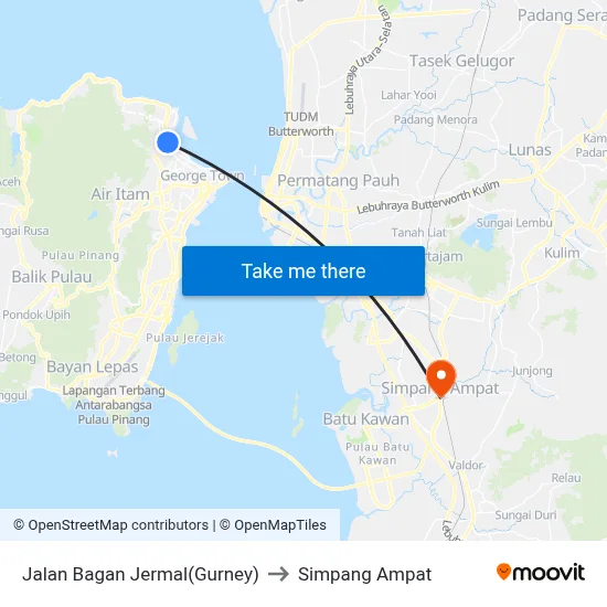 Jalan Bagan Jermal(Gurney) to Simpang Ampat map