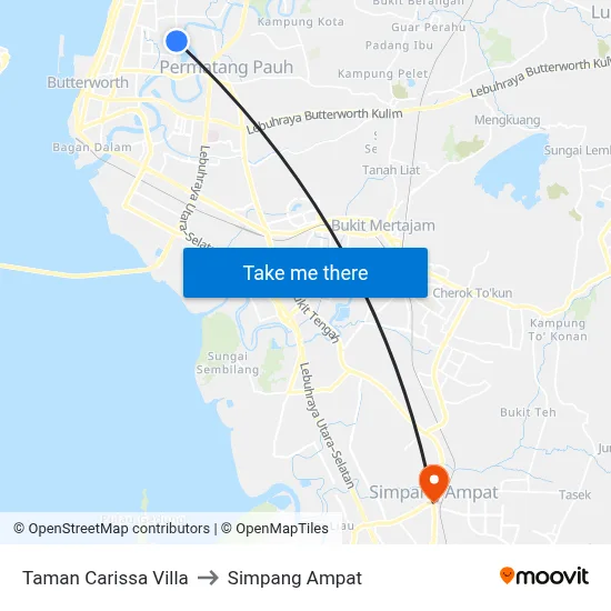 Taman Carissa Villa to Simpang Ampat map