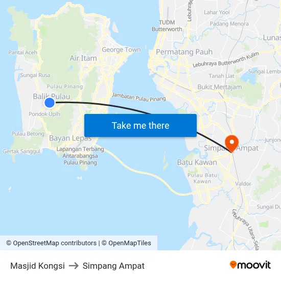 Masjid Kongsi to Simpang Ampat map