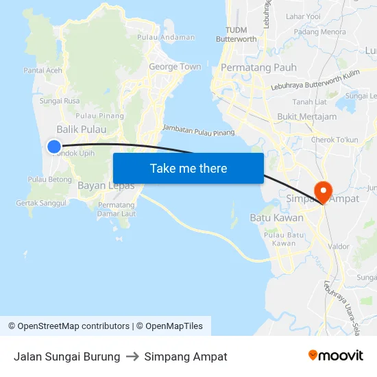 Jalan Sungai Burung to Simpang Ampat map