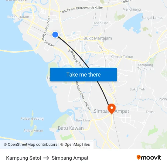 Kampung Setol to Simpang Ampat map