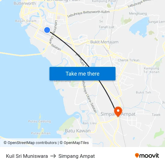 Kuil Sri Muniswara to Simpang Ampat map