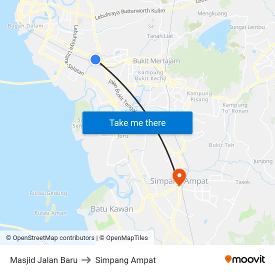 Masjid Jalan Baru to Simpang Ampat map